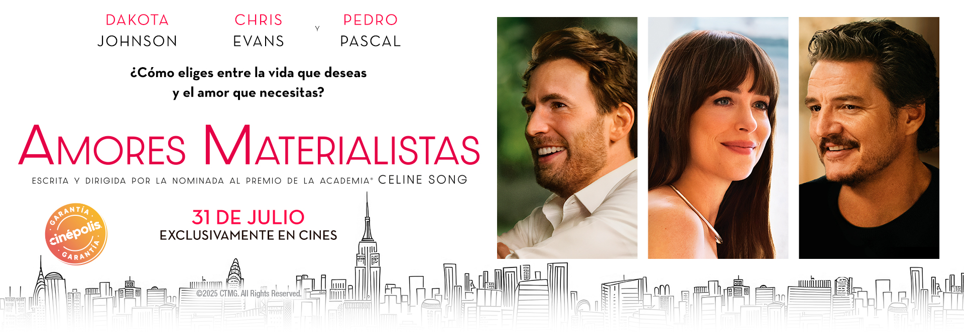Banner Amores materialistas | Garantía Cinépolis